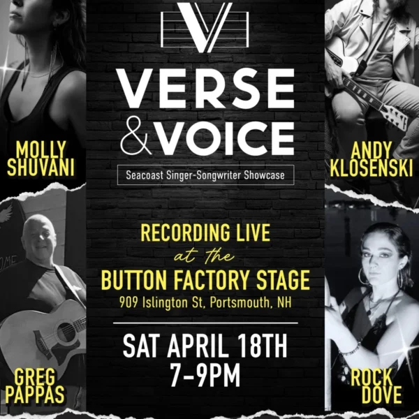 April 18 – Voice and Verse II: Seacoast Singer-Songwriter Showcase